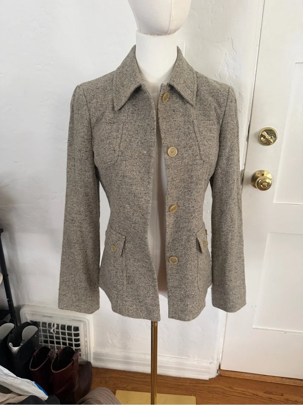 Classic Wool-Blend Women's Jacket in Taupe